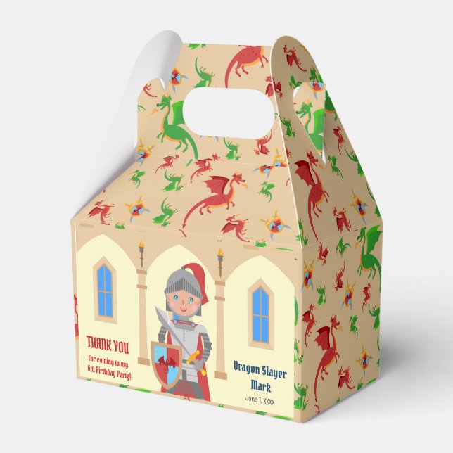 Dragon Slayer Knight Boy Birthday Party Favour Box (Front Side)