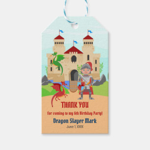 Dragon Slayer Knight Boy Birthday Party Gift Tags