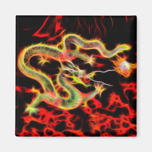 Dragon snake Fire on Lucky Energy Magnet (Front)