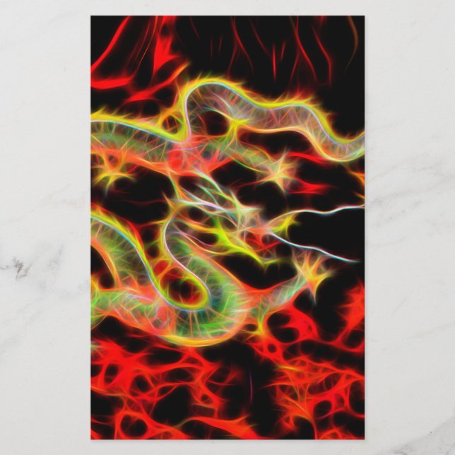 Dragon snake Fire on Lucky Energy Stationery (Front)