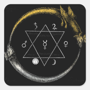Dragon & Snake Ouroboros Square Sticker