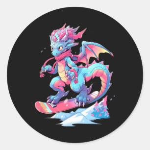 Dragon Snowboard Snowboarder Snowboarder Winter Classic Round Sticker
