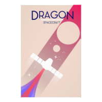 Dragon spacecraft vintage style Space Art