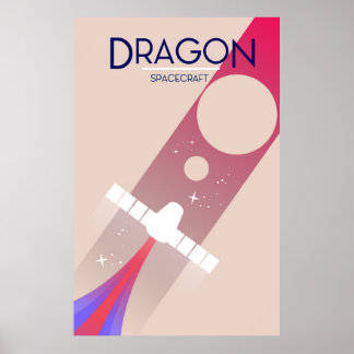 Dragon spacecraft vintage style Space Art Poster