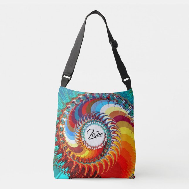 Dragon Spiral Add Your Text Crossbody Bag (Front)