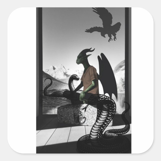 dragon square sticker (Front)