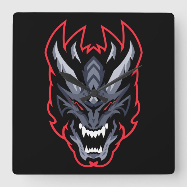Dragon Square Wall Clock (Front)