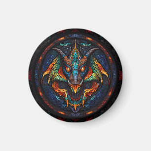 Dragon Stained Glass Mosaic Design Magnet