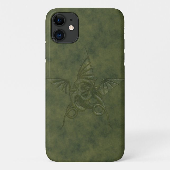 Dragon Star - Embossed Green Leather Image Case-Mate iPhone Case (Back)