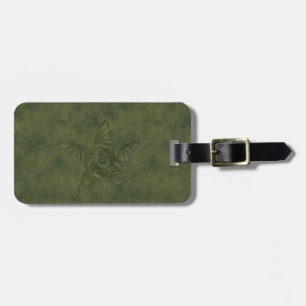 Dragon Star - Embossed Green Leather Image Luggage Tag