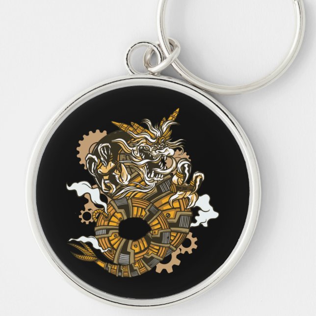 Dragon Steampunk Art Key Ring (Front)