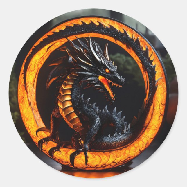 Dragon stiker classic round sticker (Front)