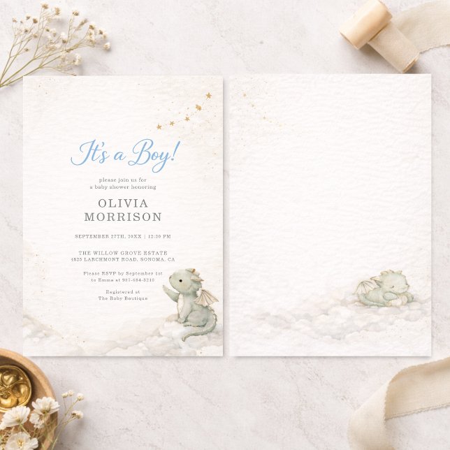 Dragon Storybook It's a Boy Baby Shower Invitation (Creator Uploaded)