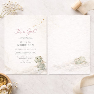 Dragon Storybook It's a Girl Baby Shower Invitation