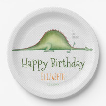 Dragon stretched out on the floor paper plate