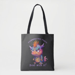 Dragon Stubborn Deal With It Cute Adorable Funny Tote Bag