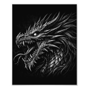 Dragon Style Medieval Fantasy Grunge Art Photo Print