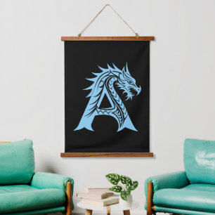 Dragon Styled Letter A, Dragon Alphabet, Monogram Hanging Tapestry