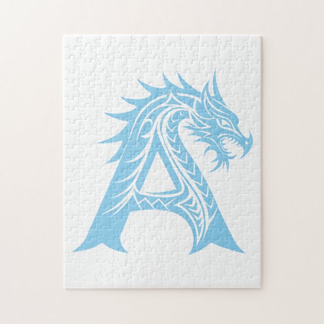 Dragon Styled Letter A, Dragon Alphabet, Monogram Jigsaw Puzzle (Vertical)