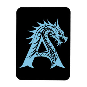 Dragon Styled Letter A, Dragon Alphabet, Monogram Magnet