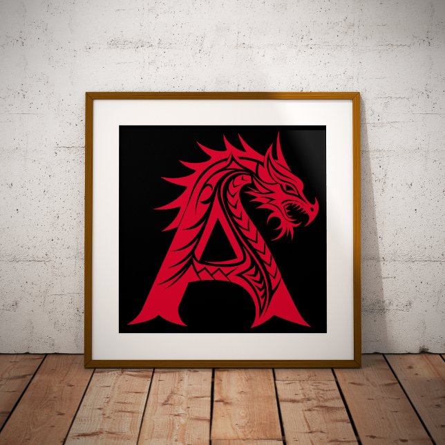 Dragon Styled Letter A, Dragon Alphabet, Monogram Photo Print (Creator Uploaded)