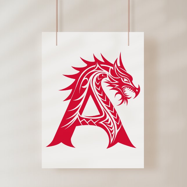 Dragon Styled Letter A, Dragon Alphabet, Monogram Photo Print (Creator Uploaded)