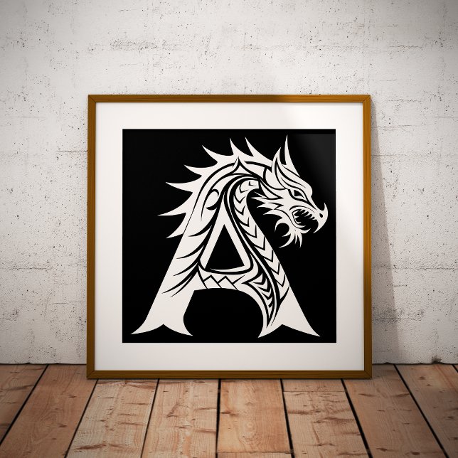 Dragon Styled Letter A, Dragon Alphabet, Monogram Photo Print (Creator Uploaded)