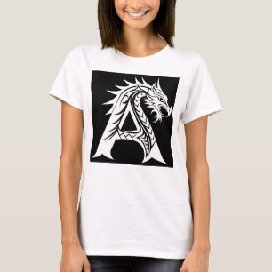 Dragon Styled Letter A, Dragon Alphabet, Monogram T-Shirt