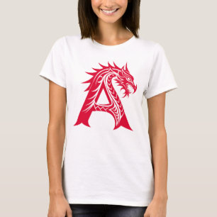 Dragon Styled Letter A, Dragon Alphabet, Monogram T-Shirt