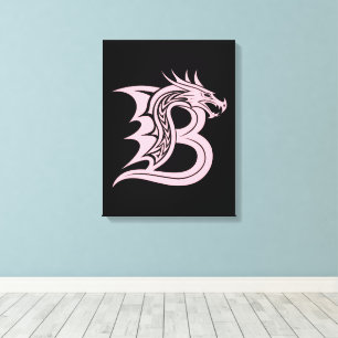 Dragon Styled Letter B, Dragon Alphabet, Monogram Canvas Print