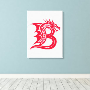 Dragon Styled Letter B, Dragon Alphabet, Monogram Canvas Print