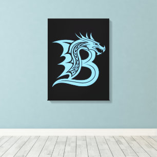 Dragon Styled Letter B, Dragon Alphabet, Monogram Canvas Print