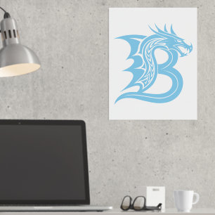 Dragon Styled Letter B, Dragon Alphabet, Monogram Foil Prints