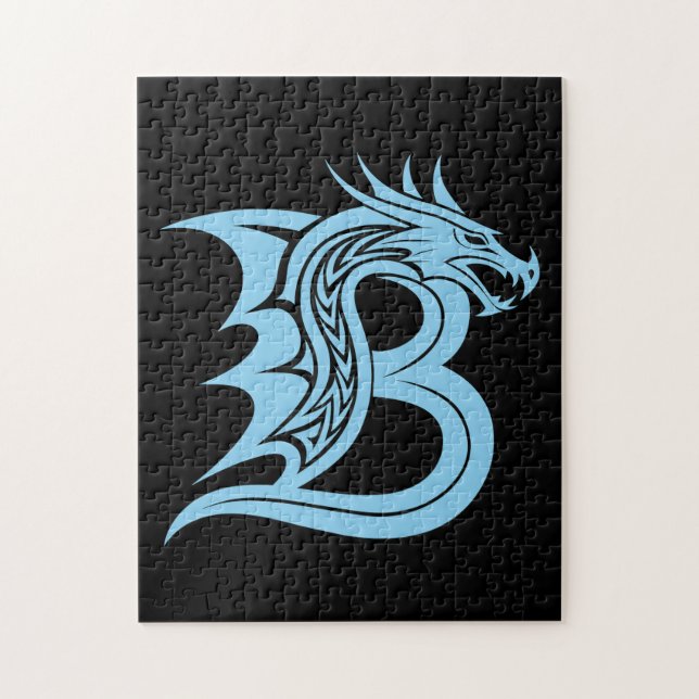 Dragon Styled Letter B, Dragon Alphabet, Monogram Jigsaw Puzzle (Vertical)