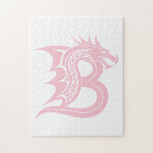 Dragon Styled Letter B, Dragon Alphabet, Monogram Jigsaw Puzzle