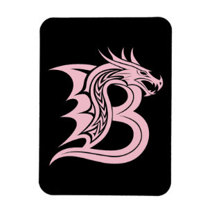 Dragon Styled Letter B, Dragon Alphabet, Monogram Magnet