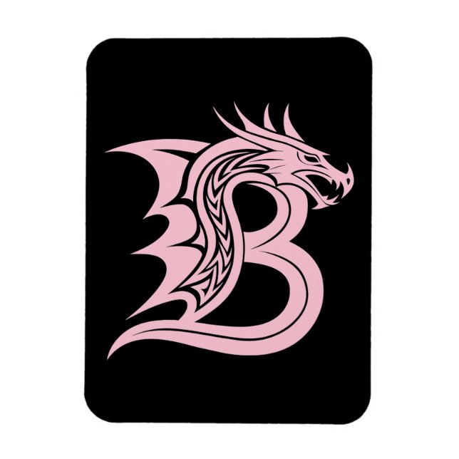 Dragon Styled Letter B, Dragon Alphabet, Monogram Magnet (Vertical)