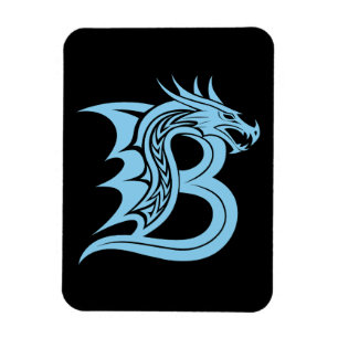 Dragon Styled Letter B, Dragon Alphabet, Monogram Magnet