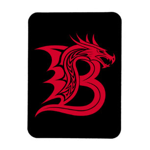 Dragon Styled Letter B, Dragon Alphabet, Monogram Magnet