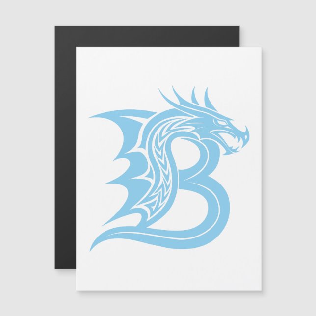 Dragon Styled Letter B, Dragon Alphabet, Monogram Magnetic Invitation (Front/Back)
