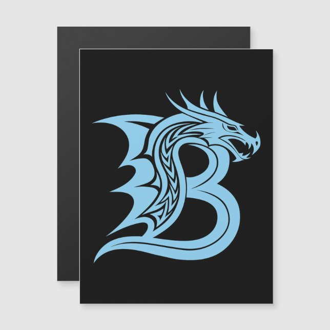 Dragon Styled Letter B, Dragon Alphabet, Monogram Magnetic Invitation (Front/Back)