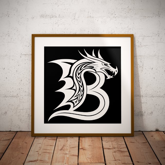 Dragon Styled Letter B, Dragon Alphabet, Monogram Poster (Creator Uploaded)