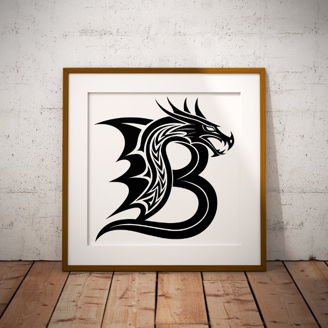 Dragon Styled Letter B, Dragon Alphabet, Monogram Poster (Creator Uploaded)