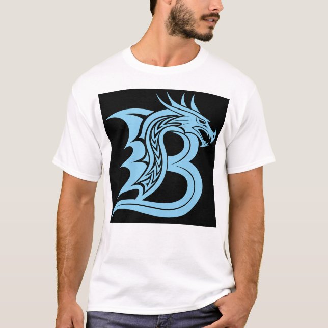 Dragon Styled Letter B, Dragon Alphabet, Monogram T-Shirt (Front)