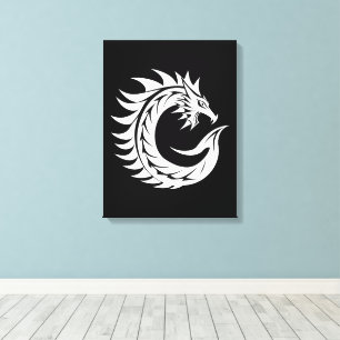 Dragon Styled Letter C, Dragon Alphabet, Monogram Canvas Print