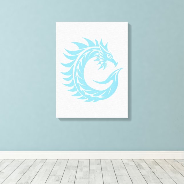 Dragon Styled Letter C, Dragon Alphabet, Monogram Canvas Print (Insitu(Wood Floor))