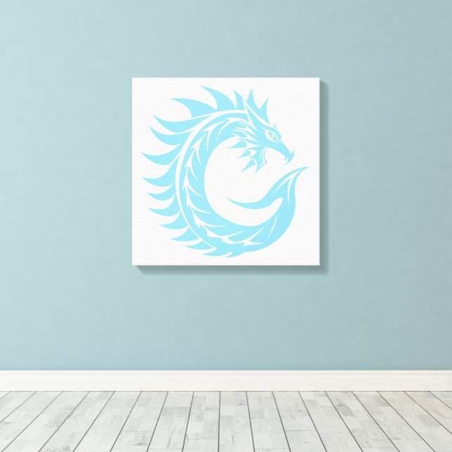 Dragon Styled Letter C, Dragon Alphabet, Monogram Canvas Print (Insitu(Wood Floor))