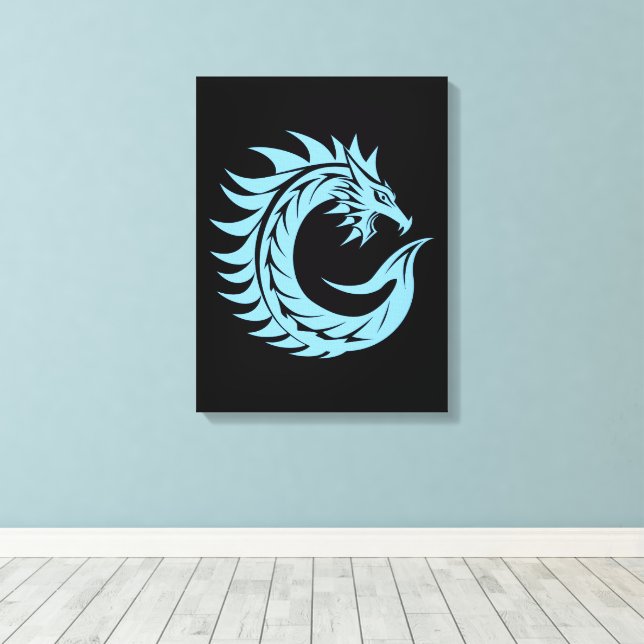 Dragon Styled Letter C, Dragon Alphabet, Monogram Canvas Print (Insitu(Wood Floor))