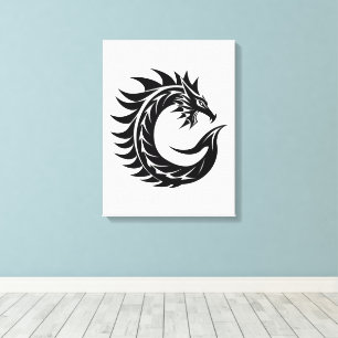 Dragon Styled Letter C, Dragon Alphabet, Monogram Canvas Print