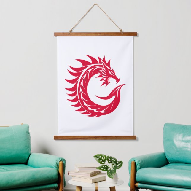 Dragon Styled Letter C, Dragon Alphabet, Monogram Hanging Tapestry (Living Room)